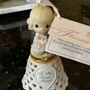 Precious Moments Friendship Bell Figurine - Cream and Gold